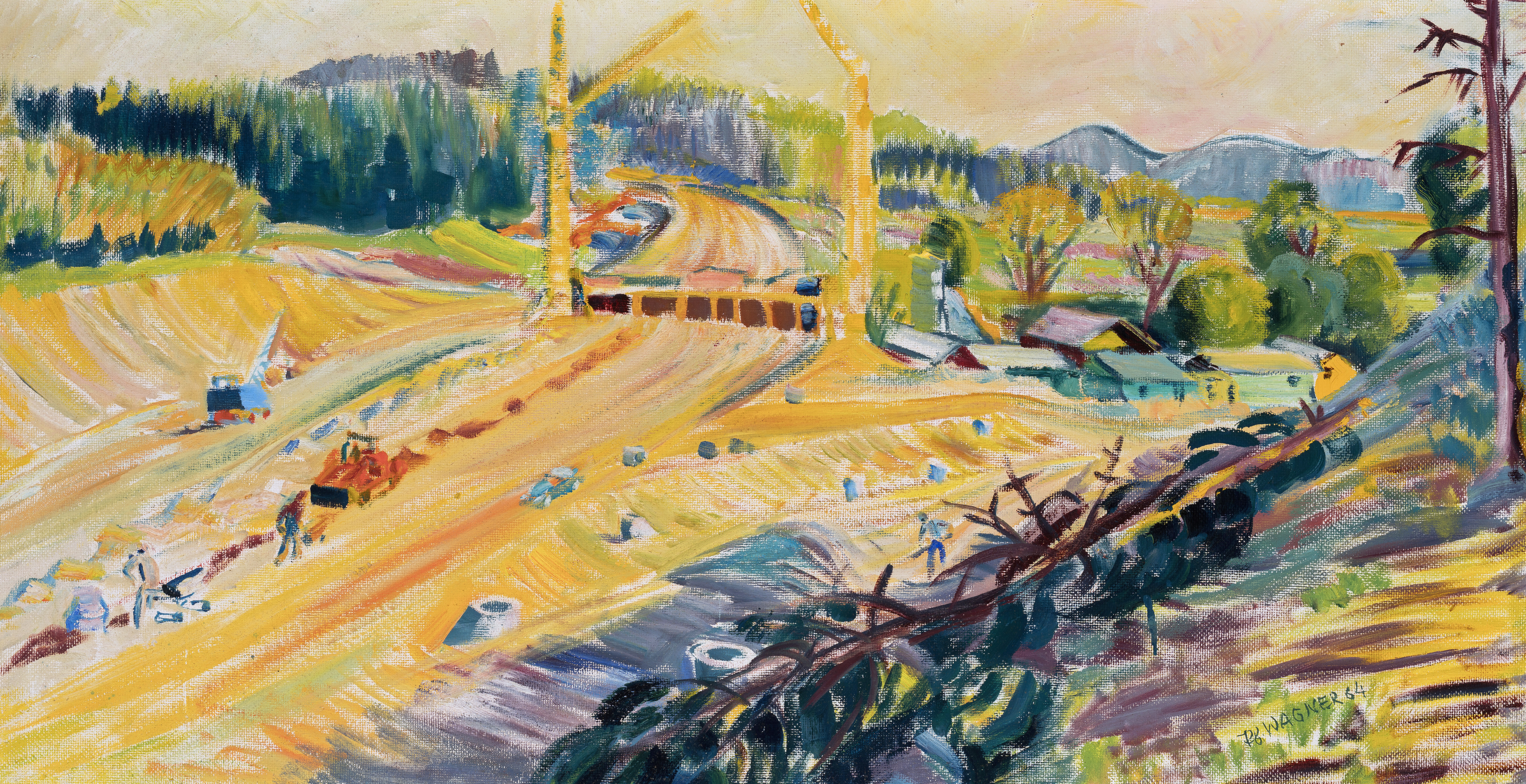 Autobahndreieck bei Wangen im Bau ⋅ 1964 Image