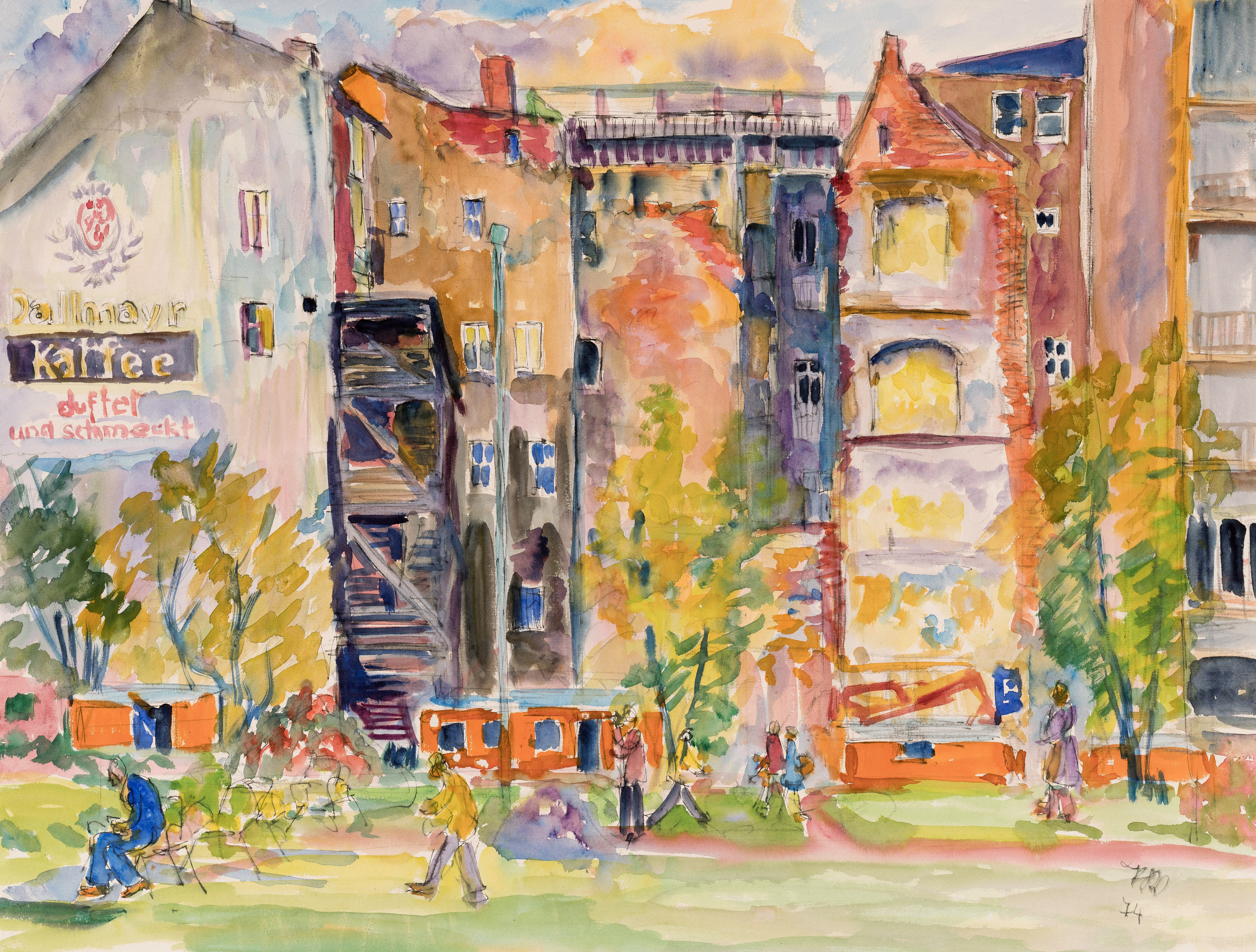 München - Häuser in der Schrammerstraße hinterm Rathaus ⋅ 1974 Image