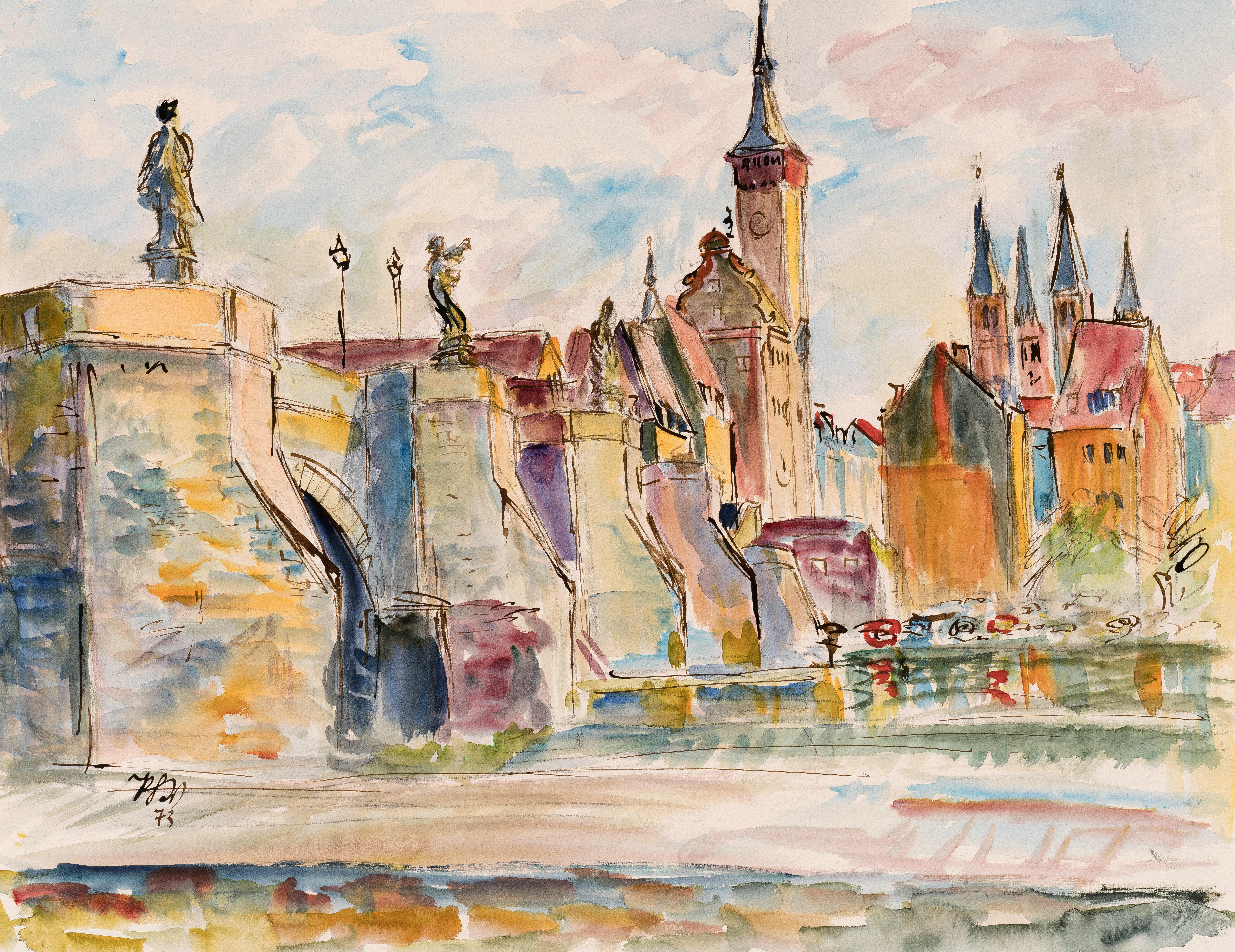 Würzburg - An der alten Mainbrücke ⋅ 1973 Image